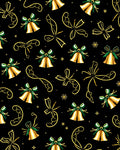 Golden Bells Green Ribbons Festive Occasion Rug