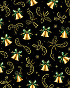 Golden Bells Green Ribbons Festive Occasion Rug