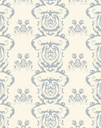 Light Blue Damask Scroll Ornament Rug