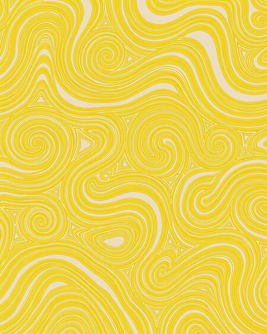 Golden Swirls Abstract Line Rug