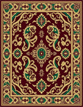 Crimson Gold Green Ornate Floral Rug