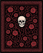 Gothic Skull Red Rose Floral Border Rug