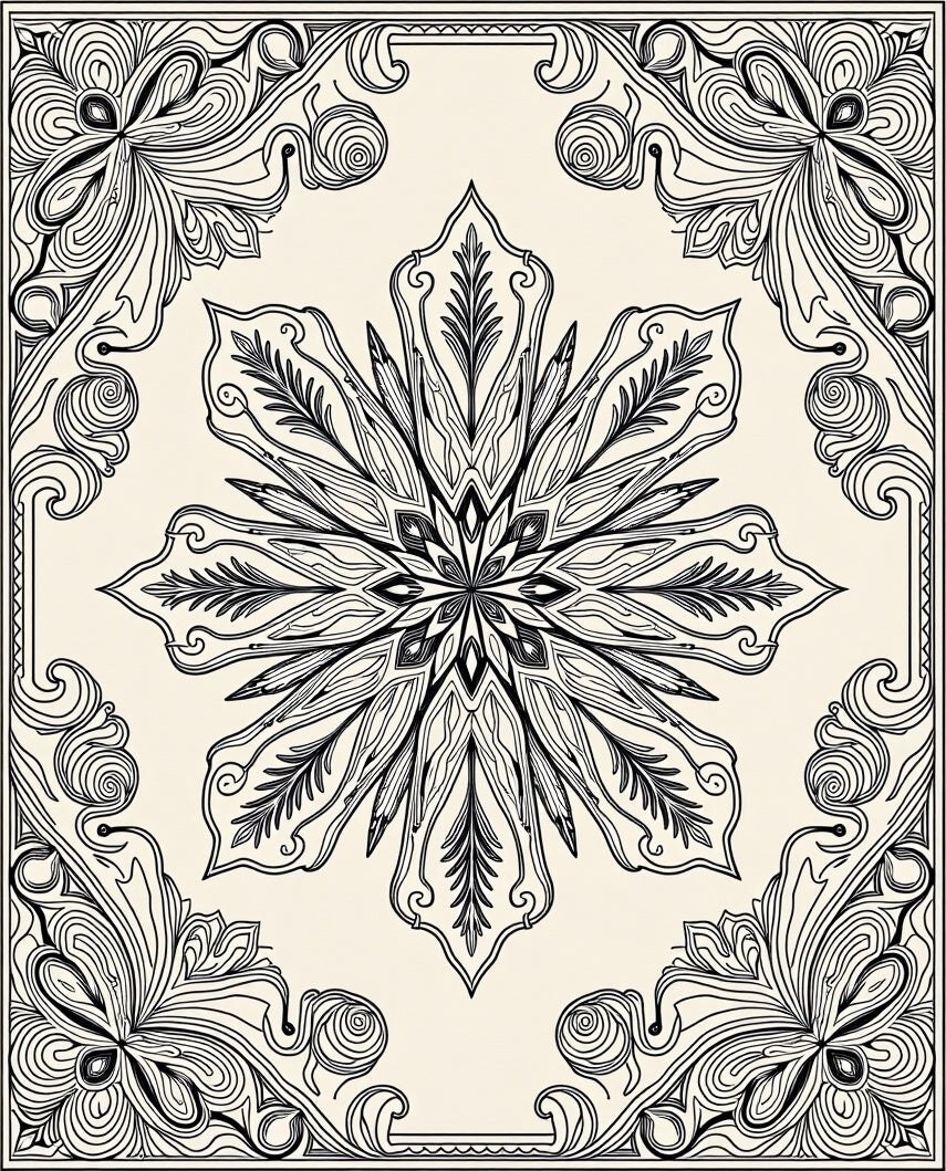 Intricate Ivory Floral Mandala Rug