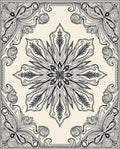 Intricate Ivory Floral Mandala Rug