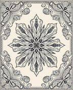 Intricate Ivory Floral Mandala Rug