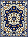 Navy Golden Floral Medallion Rug