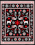 Bold Black Red White Folk Animals Rug