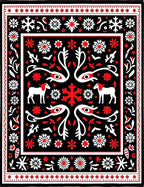 Bold Black Red White Folk Animals Rug
