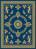 Royal Blue Golden Sunburst Garden Rug