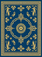 Royal Blue Golden Sunburst Garden Rug
