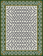 Ornate Green Golden Interlocking Lattice Rug
