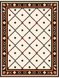 Ornate Cream Lattice Diamond Rug