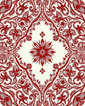 Crimson Floral Scrollwork Ornament Rug