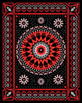 Bold Red Mandala Starburst Border Rug