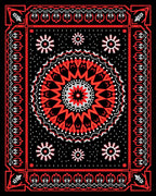 Bold Red Mandala Starburst Border Rug