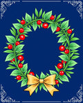 Festive Green Leaf Red Berry Wreath Rug