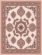 Terracotta Brown Vintage Medallion Border Rug