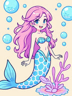 Pink haired mermaid with blue tail Rug
