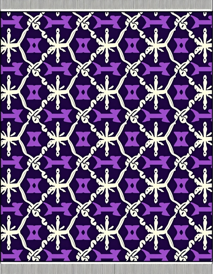 Deep Violet Star Hexagon Lattice Rug