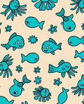 Whimsical Turquoise Ocean Critters Rug