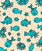 Whimsical Turquoise Ocean Critters Rug