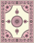 Pink Cream Floral Medallion Border Rug