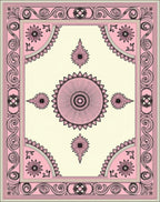 Pink Cream Floral Medallion Border Rug