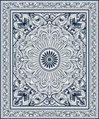 Deep Blue Floral Medallion Swirl Rug