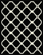 Black Cream Lattice Trellis Rug