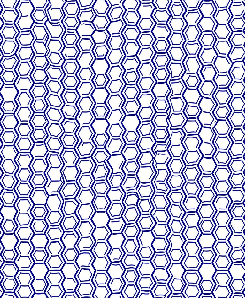 Deep Blue Hexagon Cluster Rug
