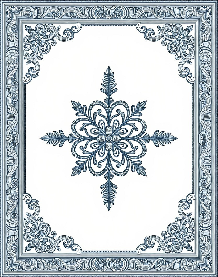 Classic Deep Blue Filigree Medallion Rug