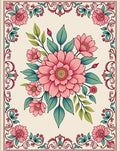 Vintage Pink Floral Garden Swirl Rug