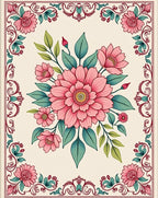 Vintage Pink Floral Garden Swirl Rug