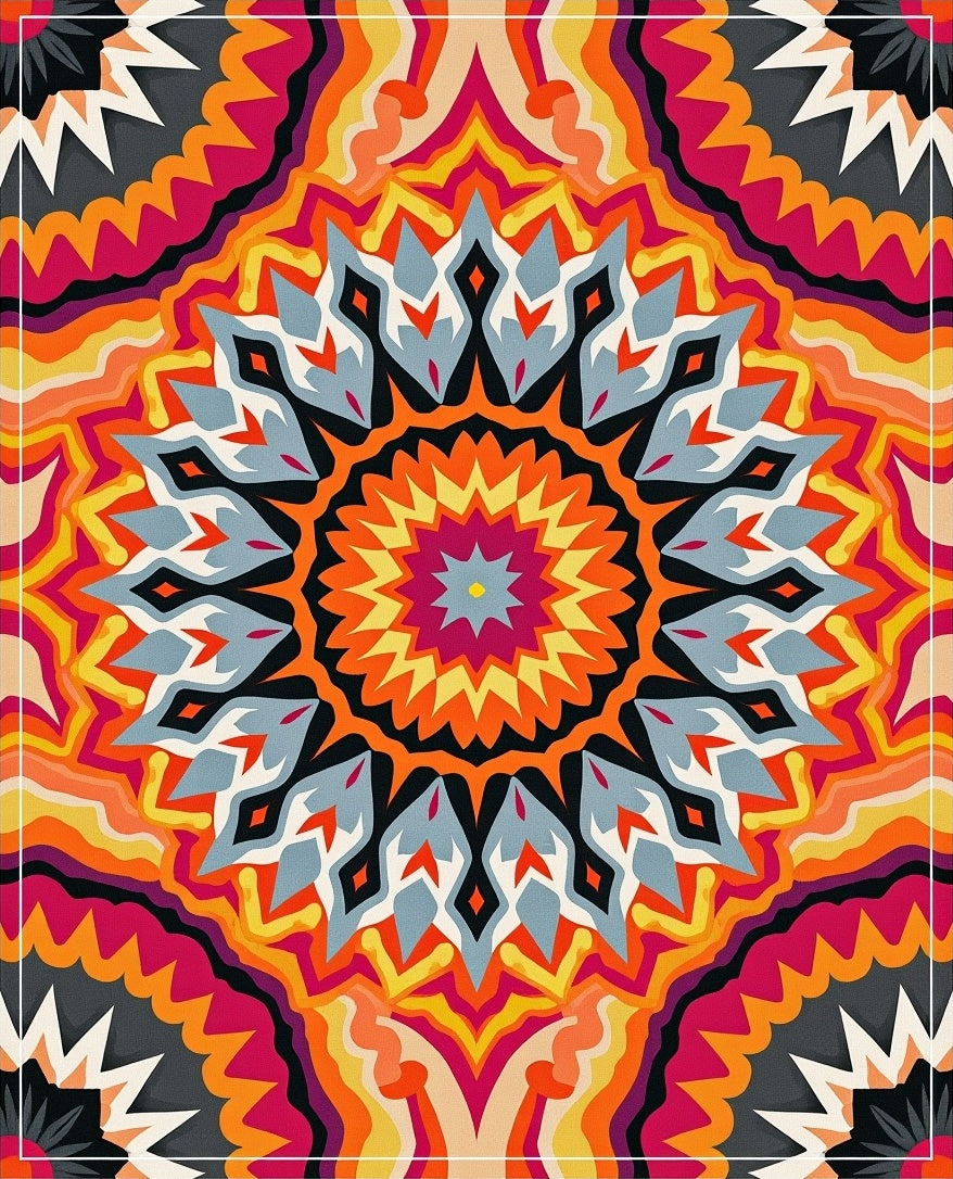 Vibrant Mandala Sunburst Geometric Rug