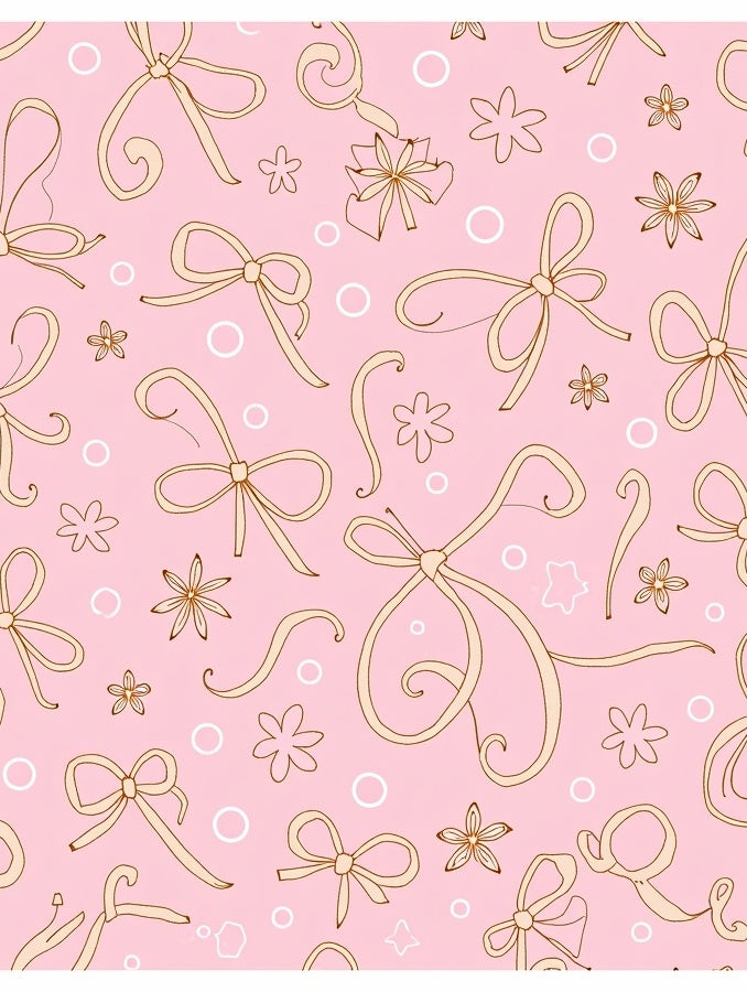 Pink Bows Subtle Flowers Circles Rug