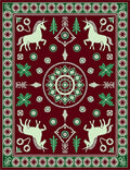 Burgundy Unicorn Emerald Forest Medallion Rug