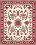 Crimson Floral Swirl Border Rug