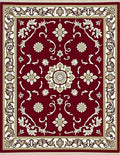 Elegant Crimson Floral Medallion Rug