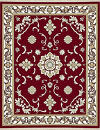 Elegant Crimson Floral Medallion Rug