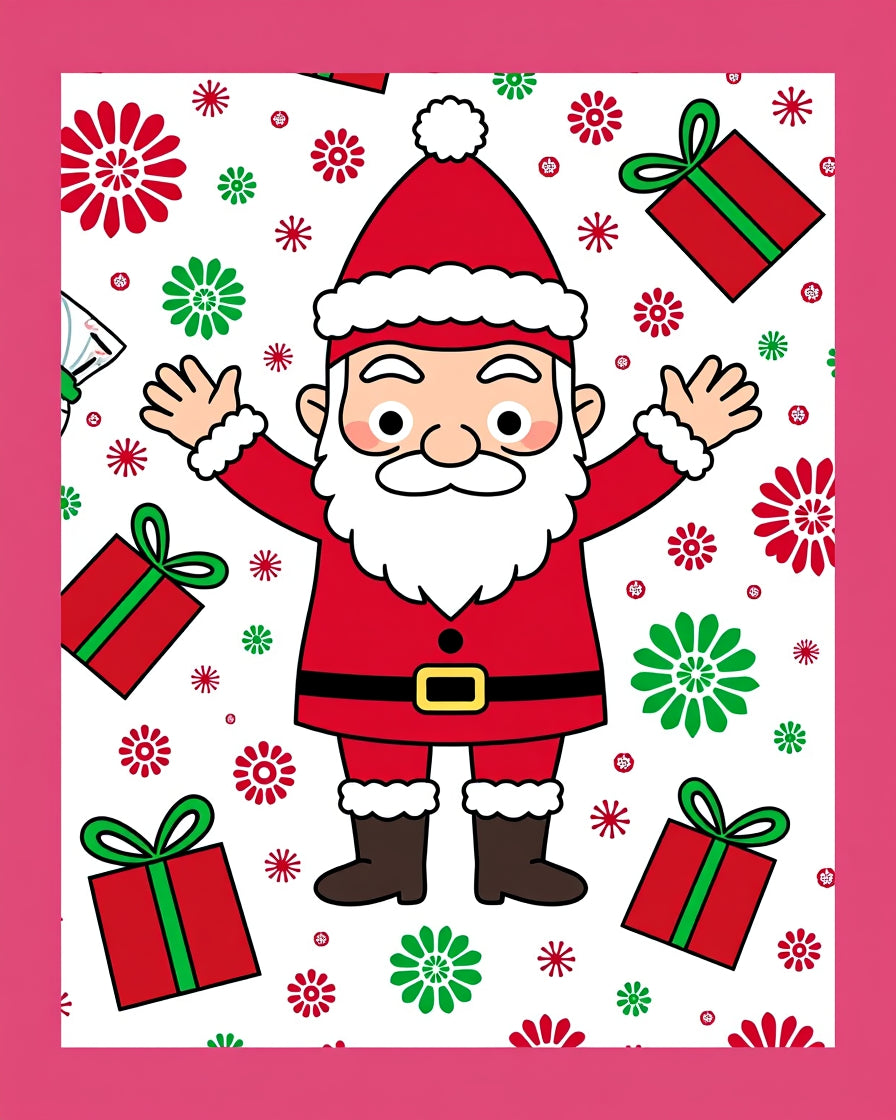 Merry Santa Claus Red Green Gifts Rug