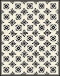 Cream Black Floral Starburst Arrangement Rug
