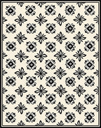 Cream Black Floral Starburst Arrangement Rug