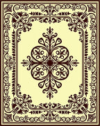 Ornate Dark Brown Scroll Medallion Rug