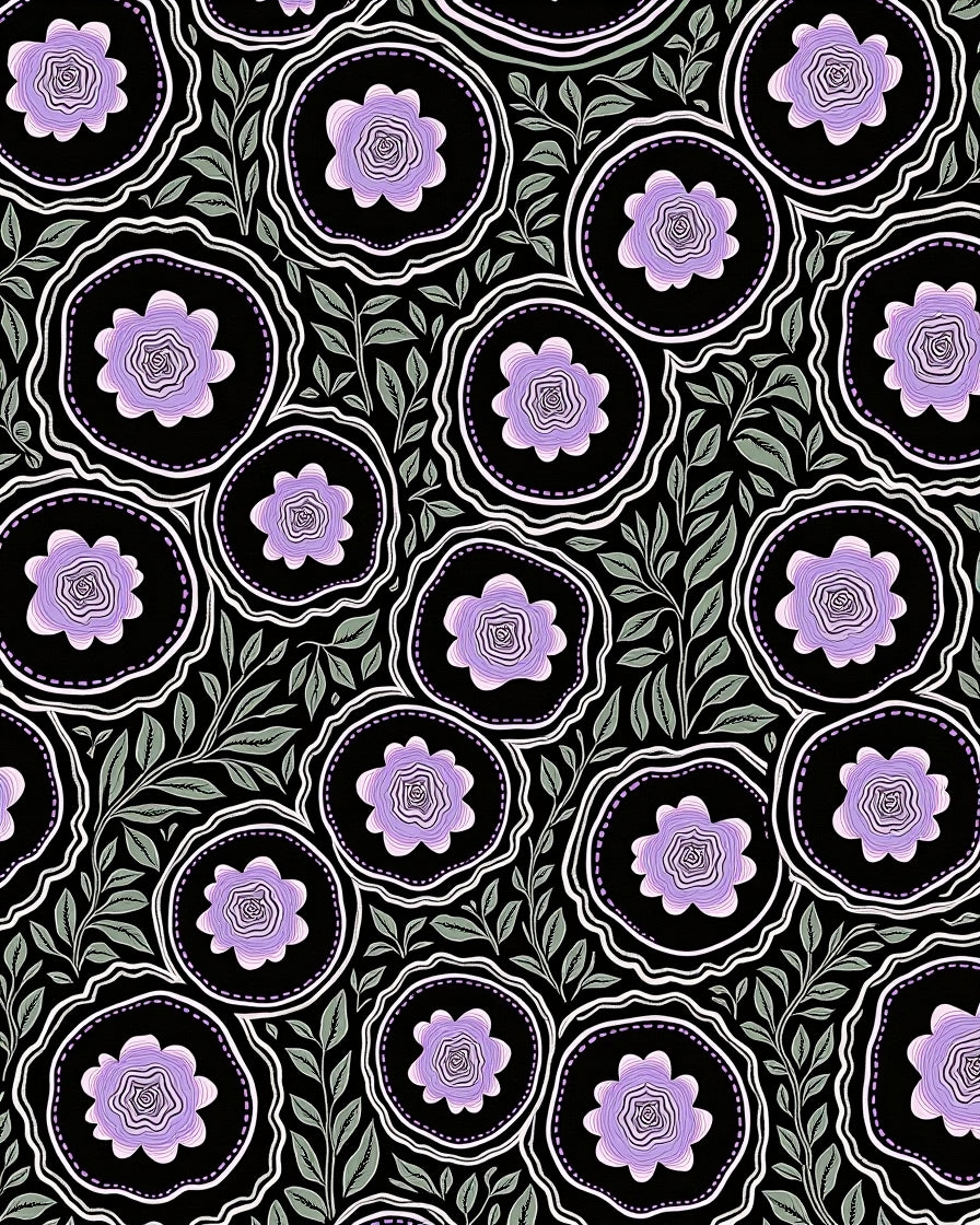 Purple Lavender Scrolled Floral Accents Rug