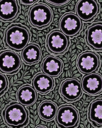 Purple Lavender Scrolled Floral Accents Rug