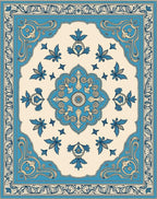 Classic Blue Floral Medallion Rug