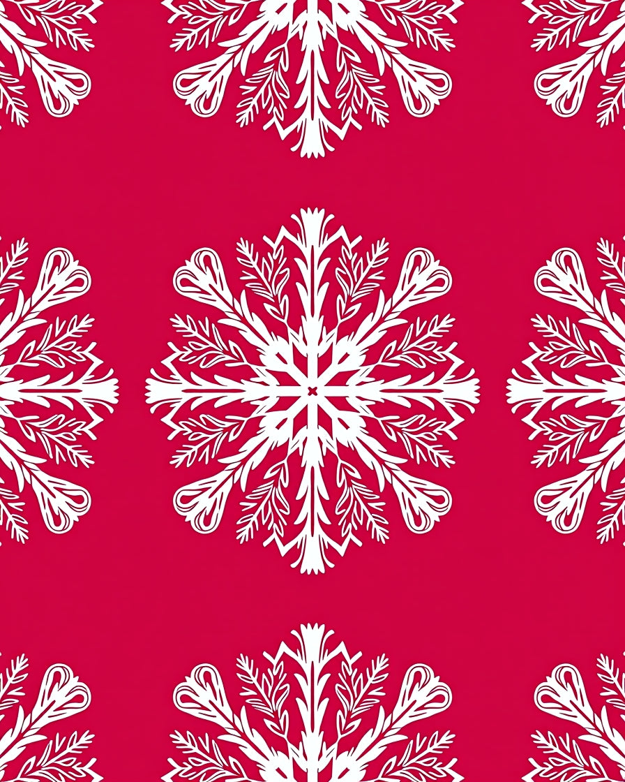 Crimson White Snowflake Mandala Rug