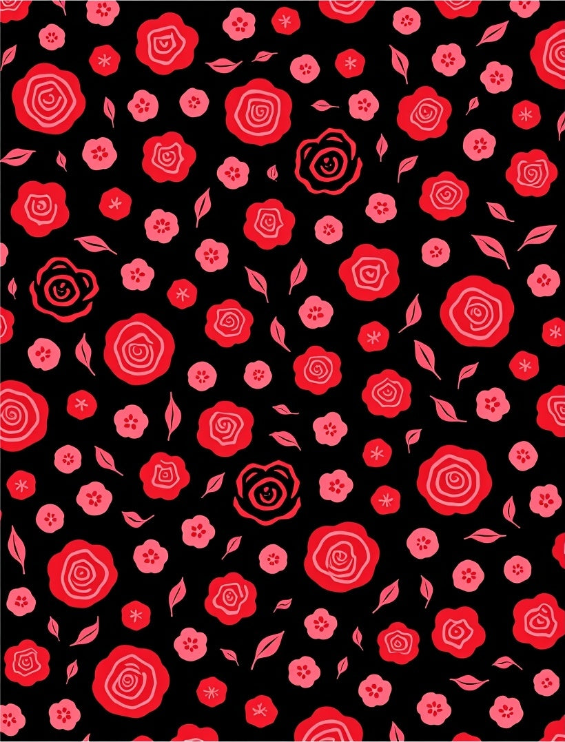 Red and Pink Floral Blossom Explosion Rug