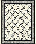 Cream Black Overlapping Diamond Frame Rug
