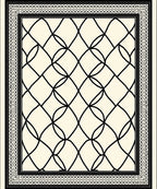 Cream Black Overlapping Diamond Frame Rug